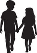 © MDRAYHAN - Silhouette of a boy and girl holding hands walking together