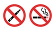 © Creativedesign29 - No Electronic Cigarette and No Smoking Signs on White Background Keywords: no smoking, no vaping, electronic cigarette, e-cigarette, cigarette, smoking, vape, prohibited, forbidden, ban, red