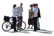 © Martin - Group of young people with a bike standing in the street in backlight and talking, isolated on white and transparent background