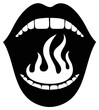 © Сергей Бабичев - Bold graphic design of an open mouth showing teeth with fierce flames inside