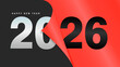 © Salman - Happy New Year 2026 conceptual background with red peeling paper design on dark grey