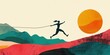 © koldunova - A dynamic runner gracefully traversing through a vibrant landscape during a breathtaking sunset