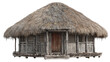 © Prayoga - Rustic thatched-roof dwelling on stilts, aged wood, weathered texture