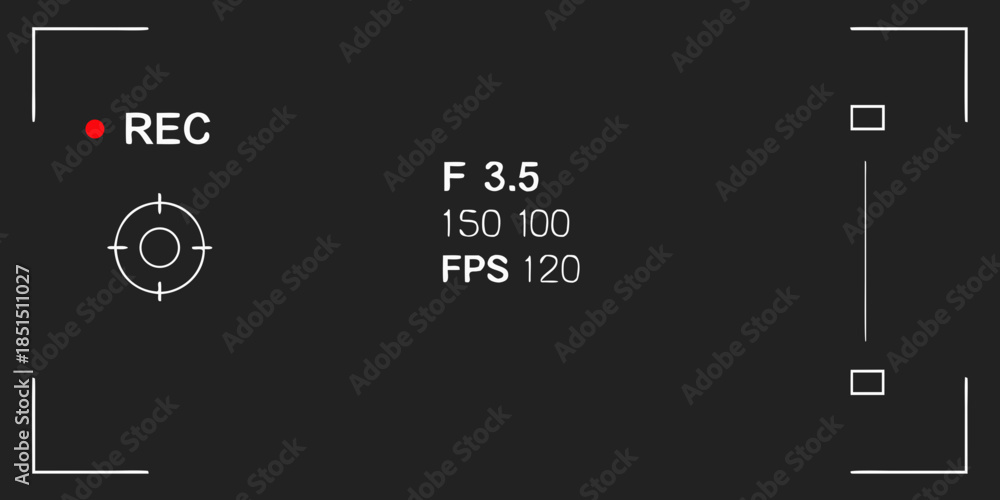 Video Camera Recorder Interface Camera recording interface displaying settings like fps aperture and ...