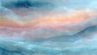 © mila103 - A painting of a sky with a blue and pink sunset. The sky is filled with watercolor brush strokes, creating a sense of movement and depth. The colors of the sunset are warm and inviting