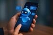 © Gibster - Smart ai chatbot assistant on smartphone screen helps with ecommerce and online shopping trends supporting business and startup technology growth