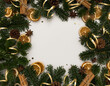 © Ksuview - Green and Brown Festive Christmas Square Decoration Flatlay with Copy Space