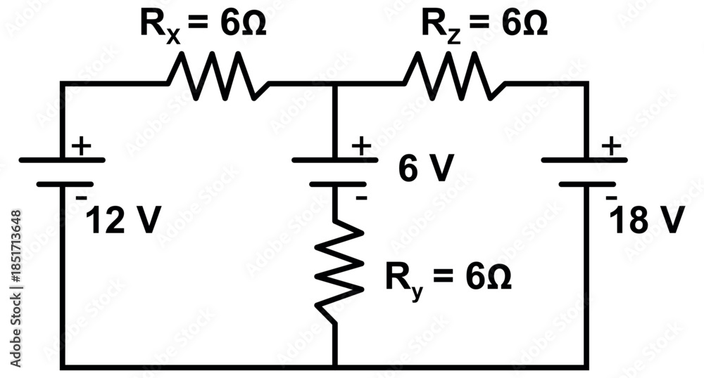 Electrical Circuit Diagram With Multiple Power Supplies And Resistors ...