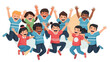 © Zarjan - Diverse Group Happy Children Jumping Togetherness Joyful Kids Friends Celebrating Fun Youth Friendship Laughter Smiling Faces Playful