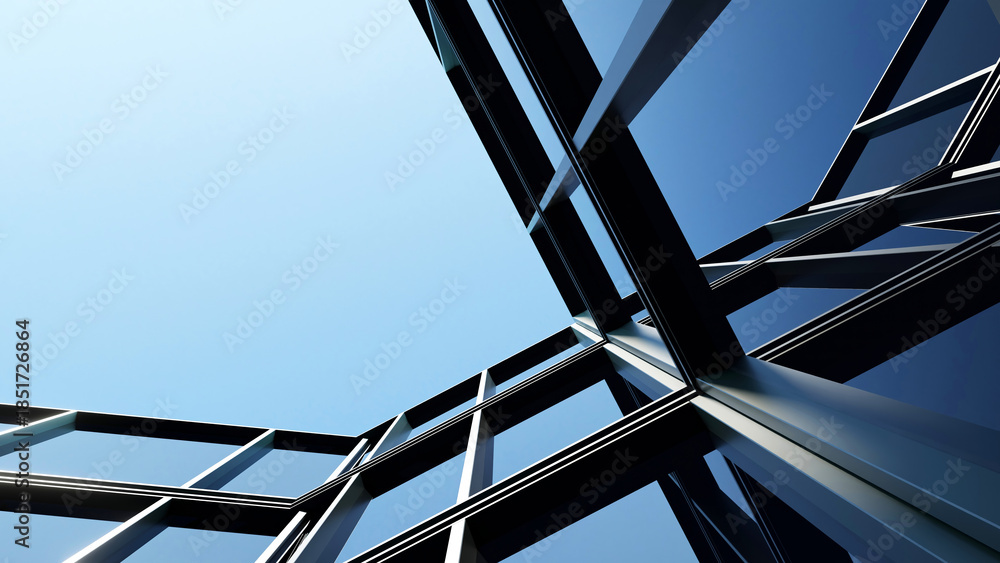 Window Frame Business Corporate office building with glass window and steel frame, Business ...