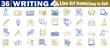 © Logo Solution - Writing line art icons is easy to edit for education, journalism, literature, and communication vector illustration.