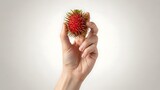 hand holding rambutan