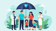 © DOLARRIZ JHON - Family Health Insurance Protection Under a Shielded Umbrella with Medical Professionals Ensuring Well-being and Security