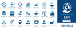 © Kawsar - ESG and Sustainability Solid Icon Set. Features icons of Net Zero, climate change, community, compliance, and diversity. Flat vector design for eco-friendly and green energy presentations.