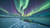 Serene Arctic Tundra Under Colorful Sky Glow – Polar Eco Landscape