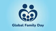 © Zavivec - Global Family Day minimal logo illustration representing unity love and togetherness with modern family symbol on soft blue background for awareness and celebration design