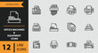 © MdMasudRana - Set of modern office machines and equipment editable line icons for business applications