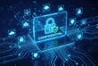 © DailyStock - Digital padlock icon with shield and checkmark on a glowing circuit board background representing security