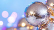 © vannet - Cinematic shiny silver disco balls background glowing under dramatic lights, palette of twilight indigo, radiant cyan, and shimmering gold, stylish party artwork, AI generated