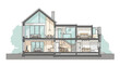 © Stock Image Paradise - Modern House Cross Section Illustration Showing Interior and Exterior Details