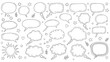 © Ashok - A collection of various hand drawn speech bubbles thought bubbles and decorative elements in black and white