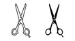 © ArtBySalea07 - Two pairs of open scissors depicted in a simple black and white outline silhouette