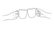 © ArtBySalea07 - Two hands holding coffee cups in a minimalist line art style silhouette