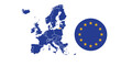 © Habib - A blue map of the European Union member countries shown alongside the official circular flag of twelve golden stars on a blue field.