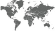© Sadhin07 - Gray world map with country borders in white outline on transparent background, political cartography simple illustration