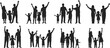 © Polash Contributor - Happy family silhouette collection showing parents and children together waving for love unity lifestyle design