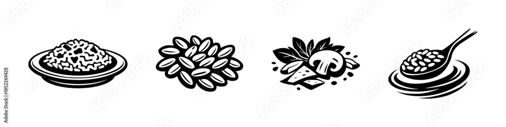 Rectangle Rice Graphics Rice grains vector illustration. Rice flat vector style Stock Vector ...