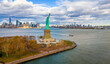 © Alexey Fedorenko - Panoramic aerial of Statue of Liberty on Liberty Island with Manhattan skyline