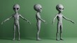 © wear - Three views of a gray alien creature model