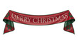 © SAYEM - Merry christmas banner ribbon with holly decoration, festive holiday greeting text on red fabric scroll isolated on transparent background