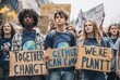 © Yothin - Diverse Youth Protest Climate Change Holding Signs with Earth Imagery and Slogans for a Better Future