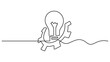 © UzzalChandra - Continuous one single line drawing innovation Light bulb and gears inside icon vector illustration . One single line drawing of lightbulb with metal gear wheel inside .Training and workshop concept