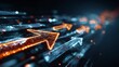 © florynstudio3 - Digitized arrows, in shades of blue and orange, streak across a dark background. The glowing, leading arrow is sharp