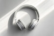 © Generative_AI - Headphone white isolate color mockup music audio modern device design accessory contraption sound wireless digital phone electronic listen blank entertainment stereo display headset earphone mockup