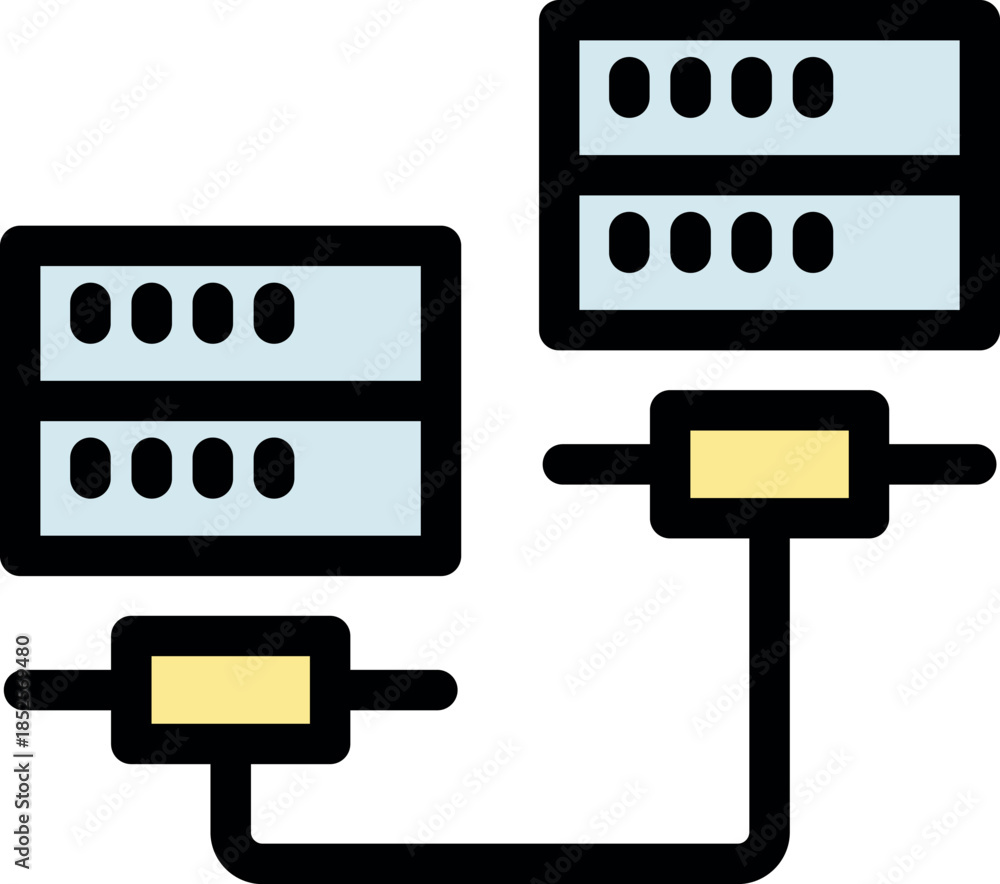 Illustration of two connected servers with data exchange
