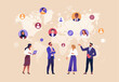 © nadzeya26 - Business Networking. Vector illustration of global business team connected through digital network over world map. Concept of communication, international cooperation, and professional relationships.