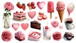 © Pixode - Set of cute romantic watercolor Valentine's Day elements. Isolated on white background. Can be used for valentine's day, greeting cards and invitations. Hand drawn watercolor illustration.
