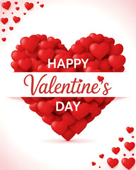  Red hearts forming a large heart shape with text love