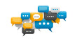 © Leyya - Dynamic digital conversation concept with colorful overlapping speech bubbles representing global online communication, discussion, and social media interaction