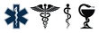 © Vector Gallery - Medical and healthcare symbols collection featuring vector caduceus, rod of asclepius and bowl of hygieia, perfect for health, hospital, pharmacy and medical illustration projects in vector style.