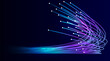 © Evgeniy - Optical fiber with a data flow. Optical fiber on a dark background. Abstract digital technology background.