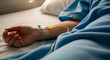 © Стивен Щиров - Patient receiving intravenous fluids in a hospital bed, medical treatment concept