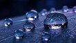 © Jola - Water droplets on dark surface closeup.