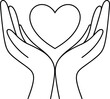© AsifImtiaj - Two open hands gently cradle a large heart shape in a simple and heartwarming continuous line drawing