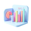 © MZ Creative - 3d rendering of a business growth chart with pie chart and bar graph showing upward trend transparent background