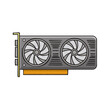 © FryArt - Isolated graphic card illustration featuring dual fans, heatsink, and expansion slot on a white backdrop.